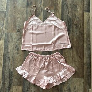 Silky Pink Pajama Sleepwear Set NEW